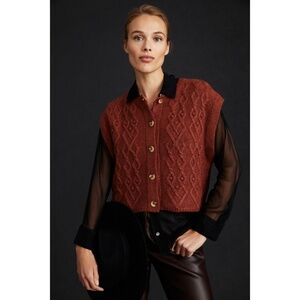 Anthropologie Cropped Sweater Vest in Reddish Brown